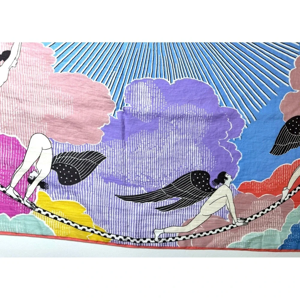 Inoui Editions Square 100 Yoga Multicolor Cotton Silk Whimsical Soft‎ Breathable